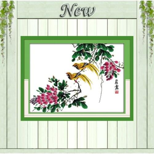 Morning Dew flower bird decor painting counted print on canvas DMC 14CT 11CT Chinese Cross Stitch Needlework Set Embroidery kits