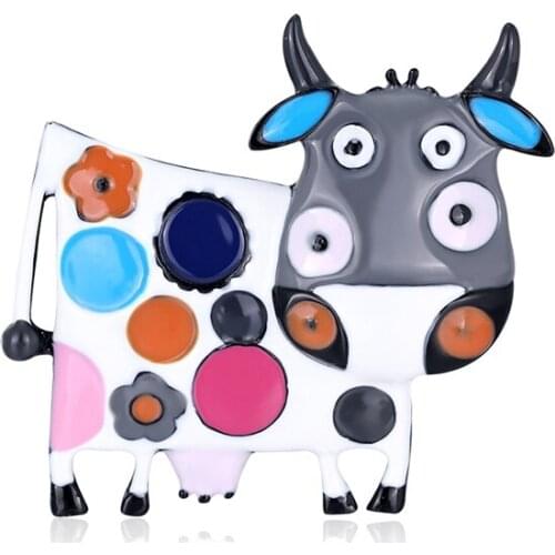 Colorful Enamel Cow Brooches for Women Clothing Pin Brooch Animal Milk-Cow Pin Jewelry