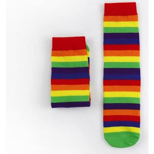 Cute Boys Girls Kids Cotton Sock Trend Children Rainbow Striped Socks Gifts Q1FE