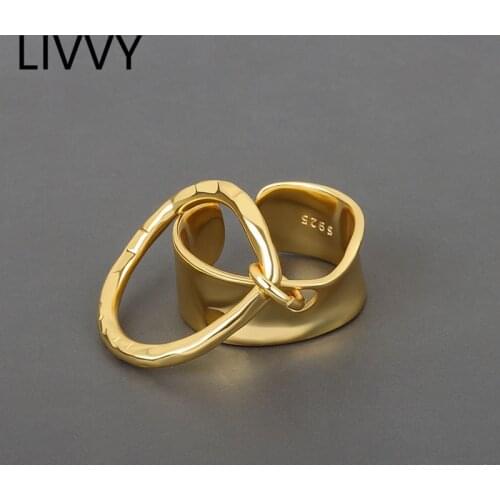 LIVVY Silver Color Fashion Round Shape Silver Ring Open Finger Ring For Women Party Jewelry Gift 2021 Trend