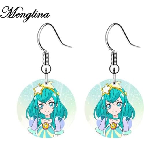 Fashion Cartoon Character Round Shape Acrylic Earrings For Children Planar Resin Dangle Earring Cute Girls Jewelry Earings Gifts