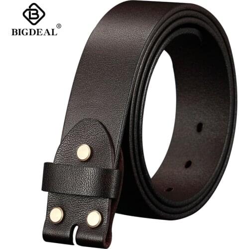 BIGDEAL Mens width 38mm 100% Full Grain Genuine Leather Belts for Men Fashion Brand Strap Vintage Jeans Belts without Buckle