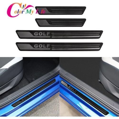 Color My Life Carbon Fiber Car Door Sill Scuff Plate Welcome Pedal Trim Sticker for Volkswagen VW Golf 6 7 MK6 MK7 2008-2019
