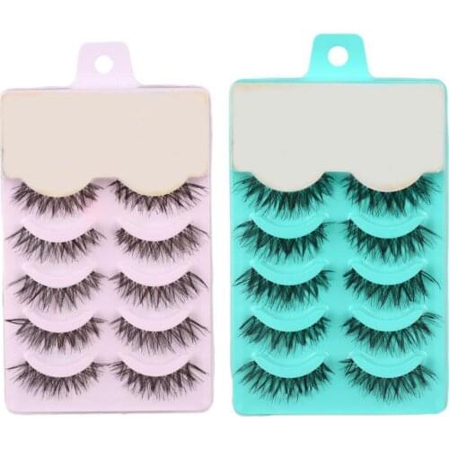 5 Pairs Black Crossing Eye Lashes Extension Makeup Long Curled False Eyelashes Practical Women Eye Makuep Fake Eyelashes Tools