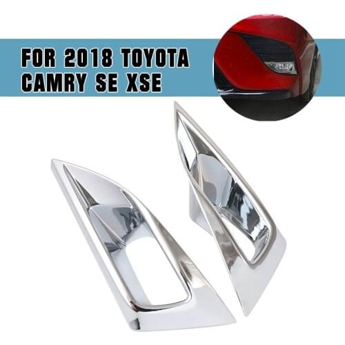 Pcmos ABS Chrome Garnish Front Fog Lamp Light Cover For 2018 Toyota Camry SE XSE Exterior Parts Chromium Styling Stickers