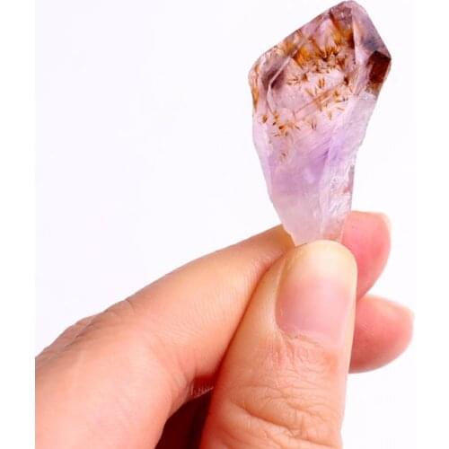 1PC Natural Transparent Rare Purple Titanium Quartz Rough Rutilated Stones Point Pendants DIY Raw Crystals Hairstone Healing
