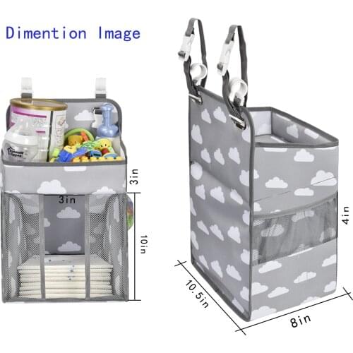 New Baby Crib Hanging Bags Hot Selling Soft Surface Safety Breathable Durable Portable Bedside Organizer Diaper Storage Bag Box