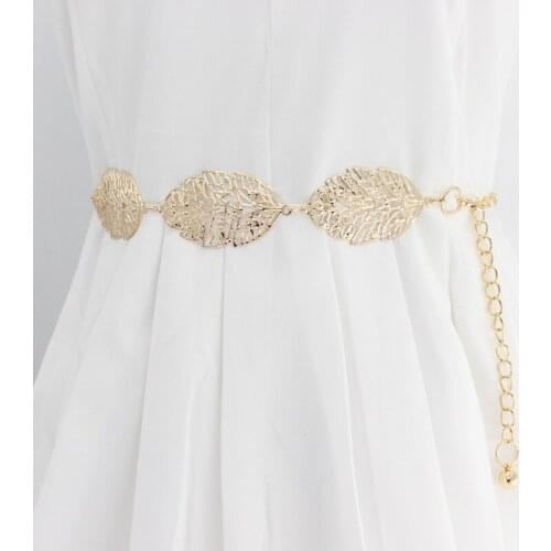 New Ladies Fashion Leaf Hollow Metal Waist Chain All-Match Dress Coat Sweater Lady Decorative Designer Fine Waistband