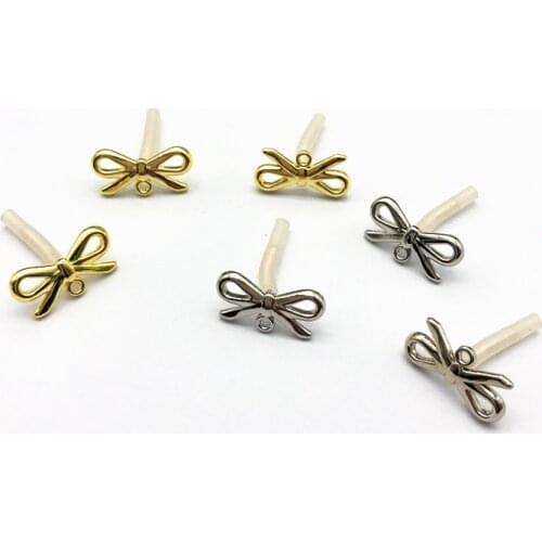 New arrival! 16x8mm 100pcs Bow Shape Ear Stud For Handmade Earrings make DIY Parts,Jewelry Accessories Findings & Components
