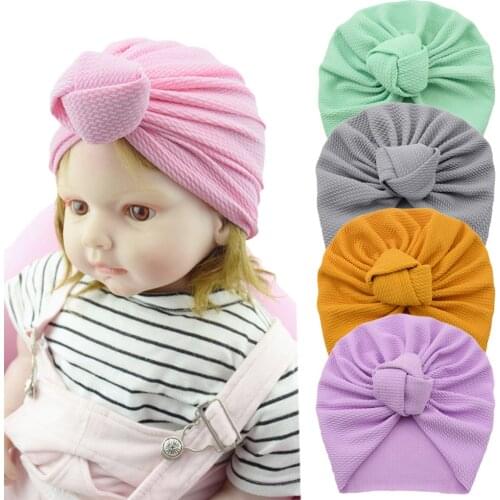 New European And American Solid Color Knotted Indian Hat Baby Turban Hat Baby Knotted Hood Ins Baotou Hat Children Hair Scarf