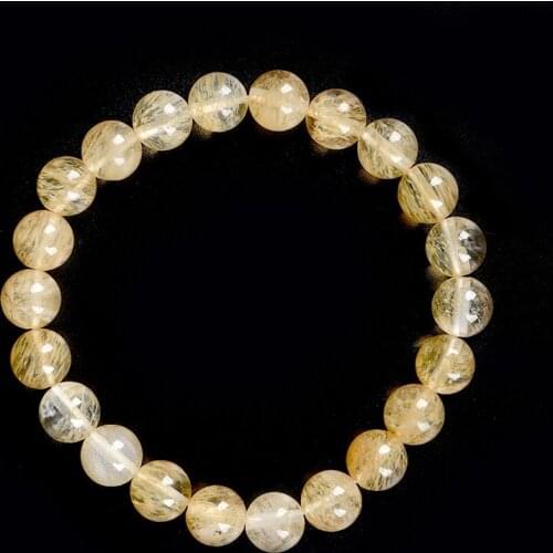 Wholesale 8mm lmitation Yellow Quartz Manual DIY Piezoelectric Synthetic Crystal Bracelet 7.5inch For Noble Women H273