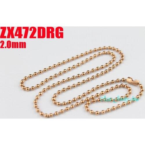 Rose golden color 2mm stainless steel necklace bead chain beaded necklace ball chain 20pcs fashion jewelry ZX472DRG