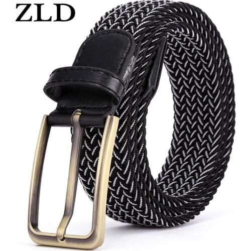 ZLD Mens and womens fashion new pin leather buckle elastic band stretch canvas woven belt ladies leisure belt business