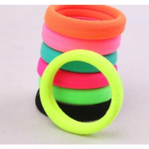 10 Pieces Of Fashion Jewelry Fluorescent Hair Ring Without Seam Hair Rope Candy Solid Color Rubber Band Female Hair Band