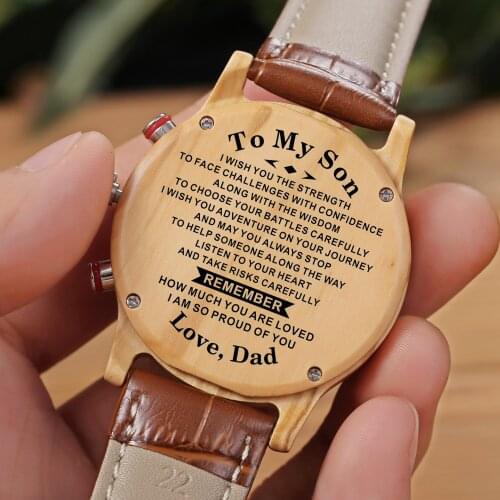 Dad To My Son Luxury sports watches Engraved Watch To Son I'm Always Here For You