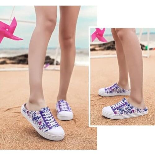 Womens Sandals Blue And White Porcelain Pattern Pattern Hole Slippers Sandals Comfortable And Breathable Beach Shoes