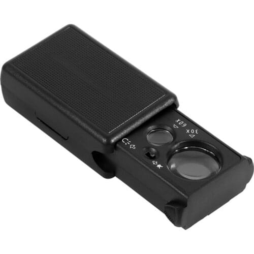 Foldable 30X/60X Double Lenses Pocket Jewelry Magnifier with LED UV Lights Pull Type Glass Loupe For Jewelry Identifying