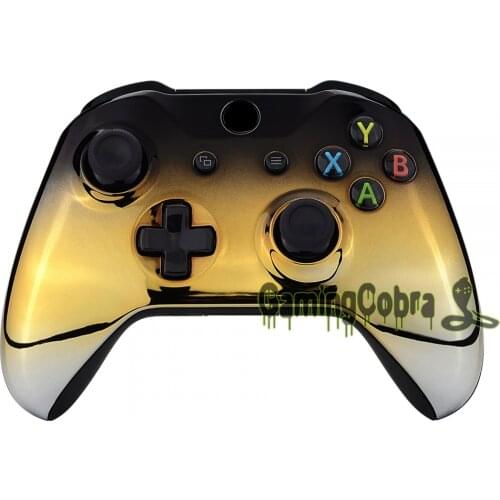 EXtremeRate Chrome Black Gold Silver Faceplate Top Housing Shell Case Replacement Part for Xbox One S / X Controller (1708)