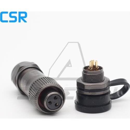 ST12 series 3 pin Screw connector waterproof plug female socket male, M12 back nut mount connector mount connectorr ip67
