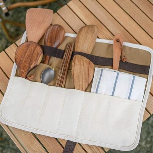 Camping Picnic Tableware Storage Bag Portable Barbecue Chopsticks Fork Cutlery Organizer Hanging Holder Bags Outdoor Tools