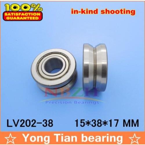 High quality ABEC-5 EMQ V Groove Guide roller bearings LV202-38 ZZ V-38 15*38*17 (Precision double row balls) LV202-38-2RS