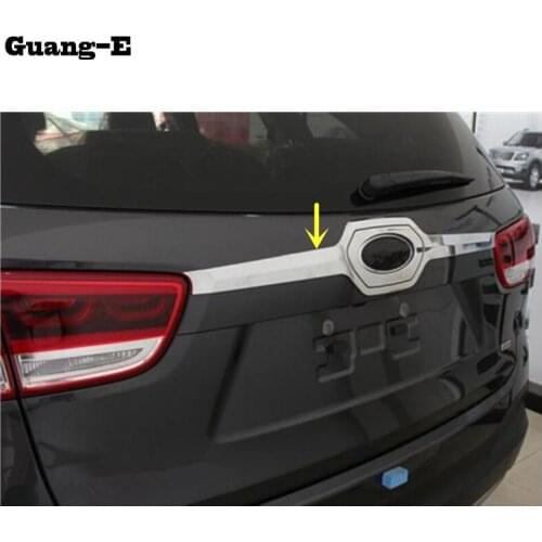 Car Auto Body Rear Back Bumper Cover ABS Chrome Trunk Wrap License Trim Frame Lamp Panel 1pcs For Kia Sorento L 2015 2016 2017