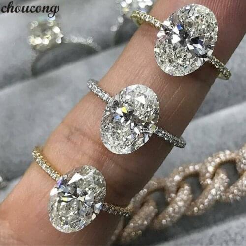 Choucong Charm Female ring 925 sterling Silver Oval AAAAA Zircon cz Engagement Wedding Band Rings For Women Bridal Party Jewelry