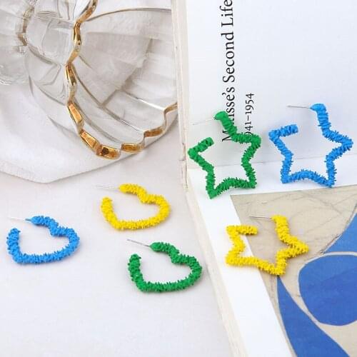 10pcs Korean female fashion earrings For Girls Women Matte Spray Paint Hollow Star Love Stud Earrings Diy Jewelry Accessories