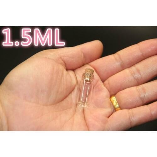 1000PCS 12*28*6mm 1.5ml Mini Glass Bottles Mini Mason Jar Message Vials DIY Wish Bottle Small Glass Jars Cork Stopper Ornaments