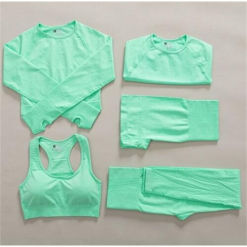 2/3/5Pcs Women Gym Workout Yoga Set Sports Bra Seamless Leggings Push Up Crop Top Female Fitness Yoga Outfits Acitive Sportswear