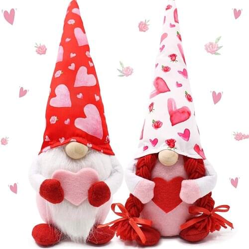 2 Valentines Day decorations, lovely Valentines Day dwarf face Santa doll