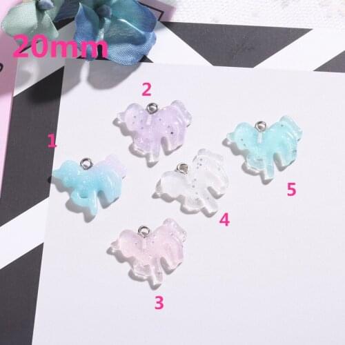 20pcs 20mm cute small unicorn charms flat back resin charms necklace pendant earring charms for DIY decoration