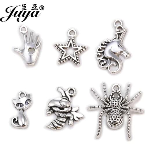 30pcs/lot Multiple Styles Unicorn Spider Palm Charms Pendant For Necklace Bracelet Ancient DIY Jewelry Making Accessories