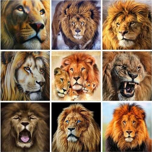 5D DIY Diamond Painting Kirs Full Round With AB Drill Animal Embroidery Lion Cross Stitch Mosaic Diamond Art Crafts Kit Gift Art