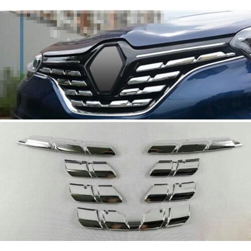 7x Car Front Grille Cover Trim Molding Chrome ABS Insert Bonnet Garnish Protector Sticker for Renault Kadjar 2015 2016 2017