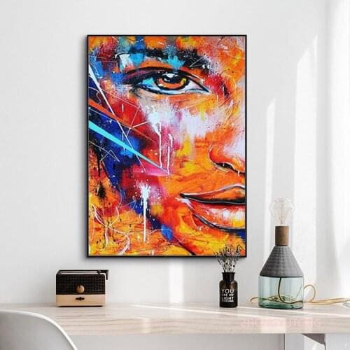 Abstract Half Face Canvas Paintings Modern Graffiti Art Canvas Posters and Prints Pictures for Living Room Decor