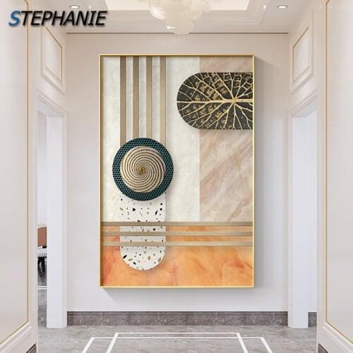 Abstract Golden Geometric Canvas Posters Prints Nordic Orange Luxury Wall Art Painting Modern Decoration Picture for Living Room