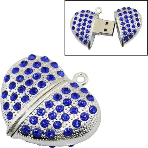 Diamond Heart USB Flash Drive PenDrive 128GB USB Pen Drive Flash Drive USB Stick 2.0 Crystal Love Heart 4GB 8GB 16GB USB Drive