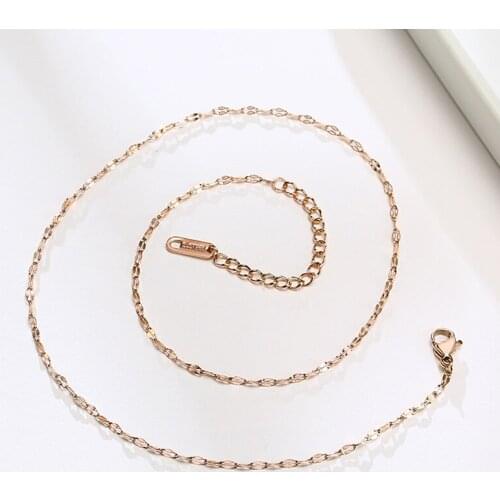 Rose Gold Stainless Steel Lace Chain Link Necklace Thin Layered Necklace Women Girlfriend Gifts