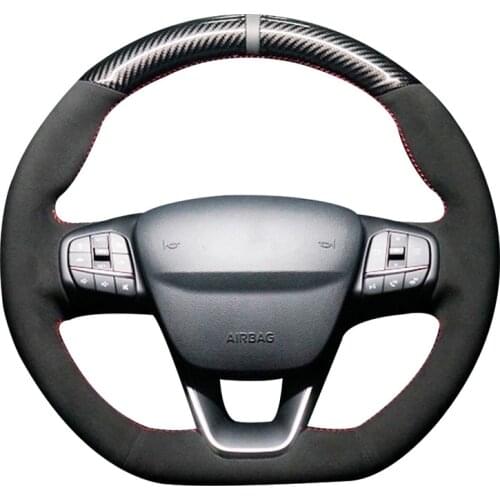 For Ford Focus ST-Line Fiesta ST-Line 2018-2019 Focus Fiesta ST 2018-2020 Carbon Fiber Steering Wheel Cover car accessories