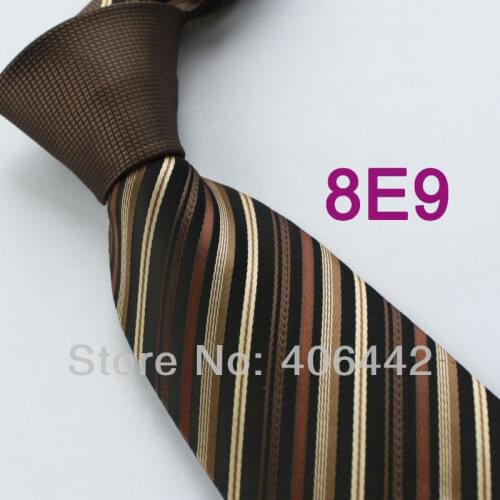 Coachella Mens ties Brown Knot Contrast Black Tan Stripes Normal Woven Necktie Formal Neck tie for Men dress shirts Wedding