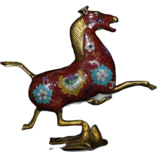 China Folk Old Cloisonne Filigree Horse Riding Flying Swallow Statue