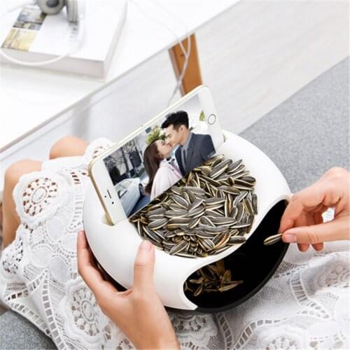 Circular Smiling Face Double Deck Fruit Snacks Food Storage Box Nut Candy Dry Fruit Melon Tray Plate Dish Organizer Lazy Tools