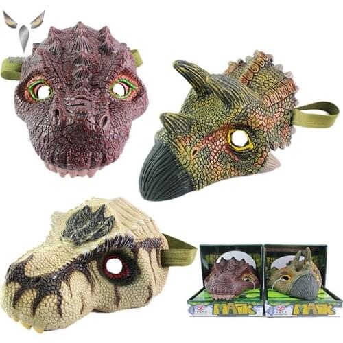 WAYLIKE Halloween Dinosaur Mask Latex Kids Adults Mask Animal Dinosaur Halloween Realistic Jurassic World Cosplay Mask