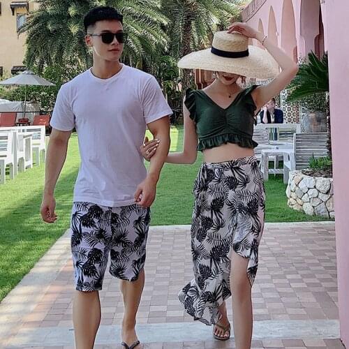 Fashionable couple swimwear beach wear ladies bikini mens beach trunks