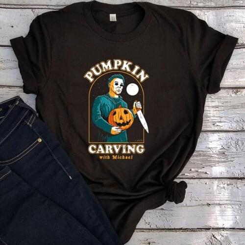Carving with Men Vintage Clothes Woman Skull T Shirt 2021 Halloween Horror Movie Graphic Tees Streetwear Top Gothic Fashion M