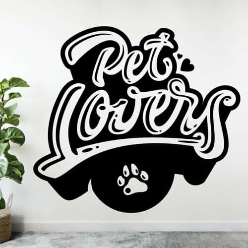 Pet Lovers Wall Decal Dog Cat Animal Paw Script Door Window Vinyl Stickers Pets Shop Interior Decor Art Words Wallpaper E434