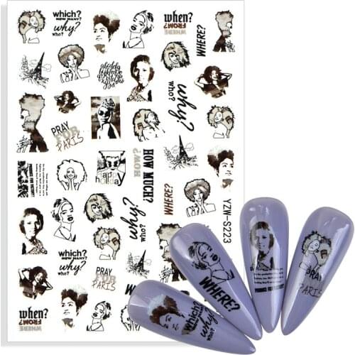 1 Sheet Fashion Sexy Girl Nail Art ABC Letter DIY Adhesive Decals Nail Art Sticker NEW Foil Slider Decoration Accessories Tools