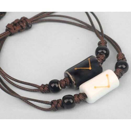 New 12 Constellation Charm Bracelets Horoscope Astrology Ceramics Bracelets for Men Boys Women Girl Couple Lovers Gifts