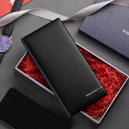 WILLIAMPOLO NEW Wallet mens long genuine leather clutch bag thin multi-card fashion business leisure wallet